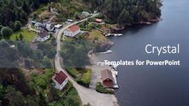  Presentation with swedish - PPT theme featuring typical-swedish-nature-and-houses background and a ocean colored foreground