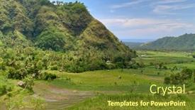  Presentation with rice fields - Theme with typical terrace rice fields of bali indonesia background and a tawny brown colored foreground