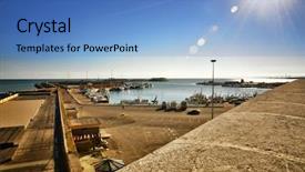  Presentation with machines - Presentation design enhanced with typical trabocchi old fishing machine background and a teal colored foreground