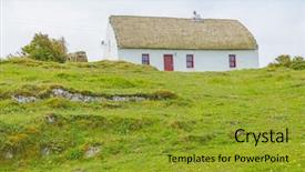  Presentation with hut - Slide set featuring typical traditional hut in aran islands republic of ireland background and a gold colored foreground