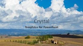 Presentation with landscape - PPT theme enhanced with typical-tuscan-landscape-near-siena background and a light blue colored foreground