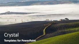  Presentation with autumn morning - Presentation design featuring typical-tuscan-morning-autumn-landscape background and a dark gray colored foreground