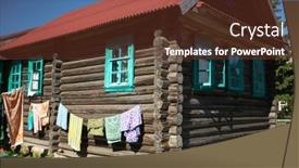  Presentation with hut - Beautiful theme featuring typical-village-hut backdrop and a tawny brown colored foreground