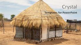  Presentation with village - Cool new presentation theme with typical-village-with-rondavel-thatched backdrop and a lemonade colored foreground