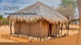  Presentation with river forest village school - Presentation featuring typical-village-with-rondavel-thatched background and a light blue colored foreground