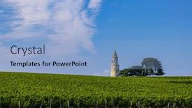  Presentation with tour - Presentation theme consisting of typical-vineyards-near-chateau-la background and a light blue colored foreground