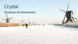  Presentation with lake ice - Beautiful presentation theme featuring typically dutch ice skating backdrop and a sky blue colored foreground