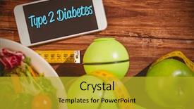  Presentation with diabetes - PPT theme featuring typing - word type 2 diabetes background and a gold colored foreground
