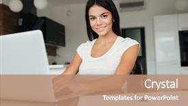  Presentation with photo - Amazing presentation having typing by laptop and analyzing backdrop and a coral colored foreground