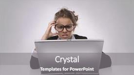  Presentation with laptop - Theme featuring typing email - confused businesswoman using laptop pc background and a gray colored foreground