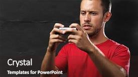  Presentation with young man on the phone - Amazing slides having typing on a mobile phone backdrop and a wine colored foreground