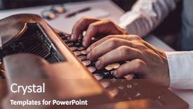  Presentation with hands of anonymous hackers typing - Amazing presentation theme having typing on a retro typewriter backdrop and a red colored foreground