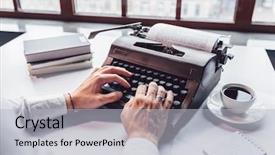  Presentation with retro - Colorful slide set enhanced with typing on a retro typewriter backdrop and a light gray colored foreground