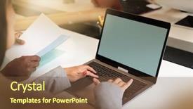  Presentation with hands of anonymous hackers typing - Colorful PPT layouts enhanced with typing on computer in offcie backdrop and a  colored foreground