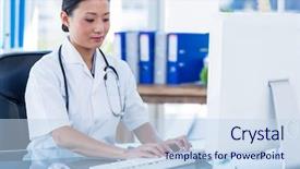  Presentation with medical foley - Presentation design with typing on keyboard in medical background and a sky blue colored foreground
