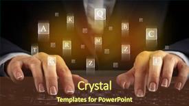  Presentation with letter - Cool new slide deck with typing on keyboard with letter backdrop and a tawny brown colored foreground