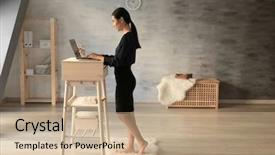  Presentation with stand - PPT layouts having typing on laptop at stand background and a  colored foreground