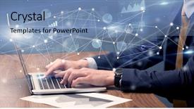  Presentation with laptop - Cool new presentation with typing on laptop with link backdrop and a teal colored foreground