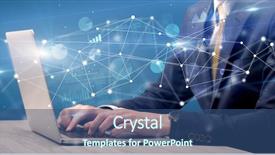  Presentation with laptop - Slides enhanced with typing on laptop with link background and a ocean colored foreground