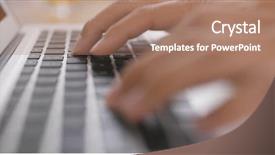  Presentation with human computer interaction mobile app - Slides enhanced with typing on notebook computer background and a coral colored foreground