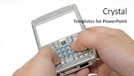  Presentation with personal - Colorful slides enhanced with typing on personal digital assistant backdrop and a white colored foreground