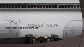  Presentation with news paper - Cool new PPT layouts with typing-text-covid-news backdrop and a light gray colored foreground