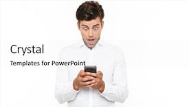  Presentation with greeiting show man - Amazing slides having typing text message using cell backdrop and a white colored foreground