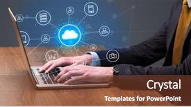  Presentation with cloud technology - Presentation design featuring typing with cloud technology system background and a tawny brown colored foreground