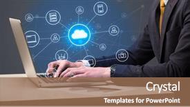  Presentation with computer storage - Audience pleasing presentation consisting of typing with cloud technology system backdrop and a coral colored foreground