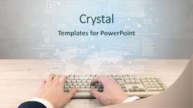  Presentation with financial report - Slide deck with typing with financial report graph background and a sky blue colored foreground