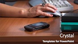  Presentation with working woman - Colorful presentation enhanced with typist - business woman working on computer backdrop and a tawny brown colored foreground
