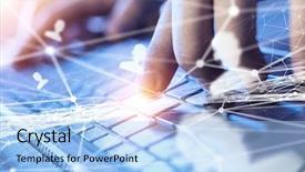  Presentation with keyboard - Theme featuring typist - man typing on keyboard mixed background and a light blue colored foreground