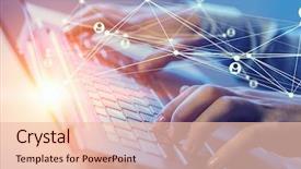  Presentation with media tv radio - Beautiful slide deck featuring typist - man typing on keyboard mixed backdrop and a lemonade colored foreground