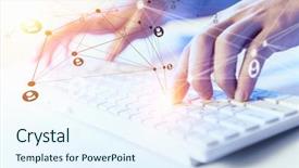  Presentation with keyboard - Beautiful presentation featuring typist - man typing on keyboard mixed backdrop and a sky blue colored foreground