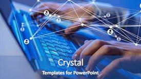  Presentation with social media - Theme featuring typist - social connection and networking mixed background and a  colored foreground