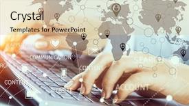  Presentation with social media platforms - Amazing theme having typist - social connection and networking mixed backdrop and a  colored foreground