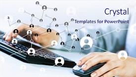  Presentation with networking - Amazing PPT layouts having typist - social connection and networking mixed backdrop and a  colored foreground