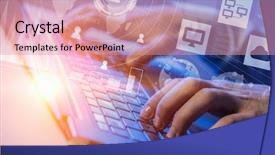  Presentation with quit social media - Presentation theme with typist - social connection and networking mixed background and a  colored foreground