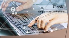  Presentation with social media dangers - Colorful PPT layouts enhanced with typist - social connection and networking mixed backdrop and a  colored foreground