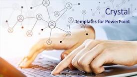  Presentation with social media - PPT layouts featuring typist - social connection and networking mixed background and a  colored foreground