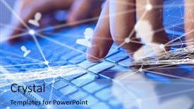  Presentation with social media dangers - Cool new PPT theme with typist - social connection and networking mixed backdrop and a  colored foreground