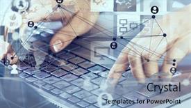  Presentation with social media platforms - Theme enhanced with typist - social connection and networking mixed background and a  colored foreground