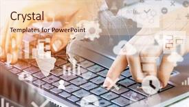  Presentation with social media - Slide deck enhanced with typist - social connection and networking mixed background and a  colored foreground