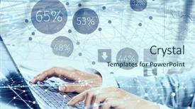  Presentation with social media - Beautiful slide set featuring typist - social connection and networking mixed backdrop and a  colored foreground