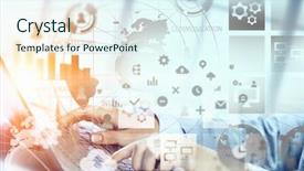  Presentation with quit social media - Slide deck featuring typist - social connection and networking mixed background and a sky blue colored foreground