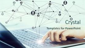  Presentation with networking - Theme having typist - social connection and networking background and a  colored foreground