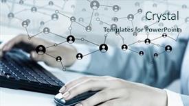  Presentation with networking - Slide deck having typist - social connection and networking background and a  colored foreground