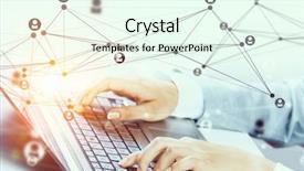  Presentation with keyboard - Slides with typist - woman typing on keyboard mixed background and a  colored foreground