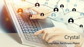  Presentation with keyboard - Slide deck with typist - woman typing on keyboard mixed background and a  colored foreground