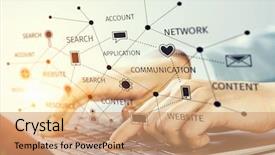  Presentation with keyboard - Audience pleasing PPT theme consisting of typist - woman typing on keyboard mixed backdrop and a  colored foreground